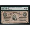 Image 1 : 1864 $50 Confederate States of America Note PMG 62EPQ