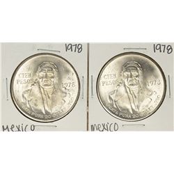 Lot of (2) 1978 Mexico Cien Pesos Silver Coins