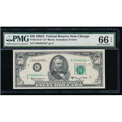 1963A $50 Chicago Federal Reserve Star Note PMG 66EPQ