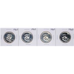 Lot of (4) 1963 Proof Franklin Half Dollar Coins