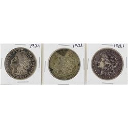 Lot of (3) 1921 $1 Morgan Silver Dollar Coins