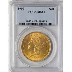 1900 $20 Liberty Head Double Eagle Gold Coin PCGS MS61