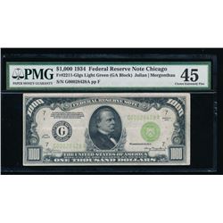 1934 $1000 Chicago Federal Reserve Note PMG 45