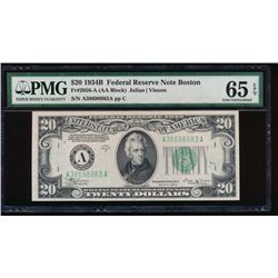 1934B $20 Boston Federal Reserve Note PMG 65EPQ