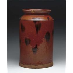 TALL GLAZED REDWARE CONNECTICUT JAR
