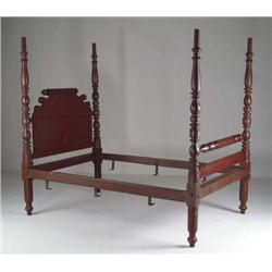 FINE PAINTED SHERATON TALL POST BED