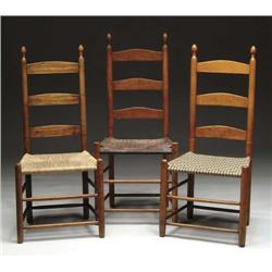 THREE SHAKER LADDER-BACK CHAIRS
