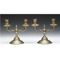 PAIR OF DOUBLE BRASS CANDLESTICKS