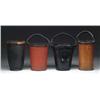 Image 1 : LOT OF FOUR PAINTED LEATHER FIRE BUCKETS