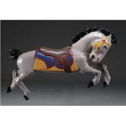 PAINTED AND CARVED WOOD CAROUSEL HORSE