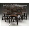 Image 1 : SET OF SIX DECORATED PLANK SEAT CHAIRS