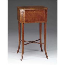 INLAID MAHOGANY LIFT TOP SEWING STAND
