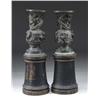 Image 1 : PAIR OF ORIENTAL BRONZE VASES ON WOOD STANDS