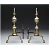 Image 1 : PAIR OF FEDERAL BRASS FACETED STEEPLE ANDIRONS