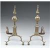 Image 1 : GOOD PAIR OF BRASS STEEPLE TOP ANTIQUE ANDIRONS