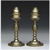 Image 1 : PAIR OF AMERICAN BRASS TURNED WHALE OIL LAMPS