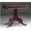 Image 1 : MAHOGANY CLASSICAL CARVED LYRE CARD TABLE
