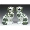 Image 1 : FINE UNUSUAL PAIR OF STAFFORDSHIRE DOGS IN GREEN
