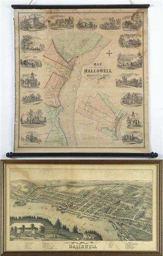 Halwell Map TWO MAPS OF HALLOWELL, MAINE