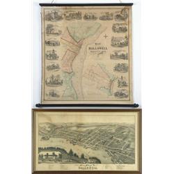 TWO MAPS OF HALLOWELL, MAINE