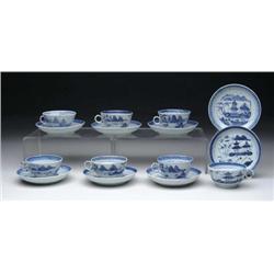 FIFTEEN PIECES OF BLUE AND WHITE CANTON