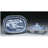 Image 1 : TWO BLUE AND WHITE CANTON SERVING PIECES