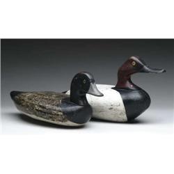TWO CARVED AND PAINTED DECOYS