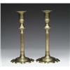 Image 1 : FINE PAIR OF QUEEN ANNE PETAL BASE CANDLESTICKS