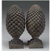 Image 1 : PAIR OF CARVED WOODEN OVER SIZE PINEAPPLE FINIALS