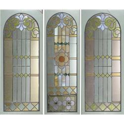 LOT OF THREE STAIN GLASS WINDOWS