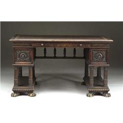 FINE CARVED CLAW FOOT FLAT TOP DESK