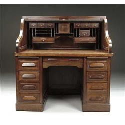 MAHOGANY S-ROLL TOP DESK