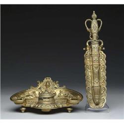 BRASS FANCY DESK SET