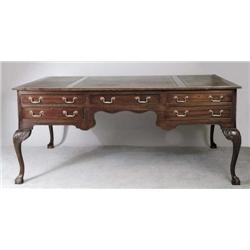 LARGE MAHOGANY INLAID PARTNERS DESK