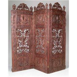 CARVED WALNUT ROOM SCREEN