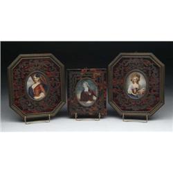 THREE MINIATURE PORTRAITS IN FANCY FRAMES
