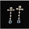 Image 1 : PAIR OF GOLD AQUAMARINE AND DIAMOND EARRINGS