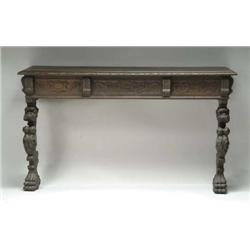 CARVED LION DECORATED CONSOLE TABLE
