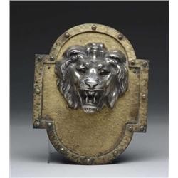 SILVERED BRONZE LION FOUNTAIN