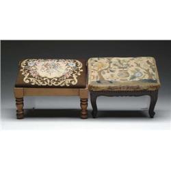 TWO NEEDLEWORK STOOLS