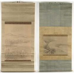 TWO HAND PAINTED ORIENTAL SCROLLS