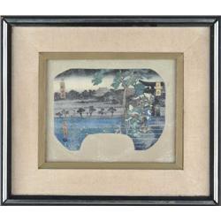 FRAMED ORIENTAL WOODBLOCK PRINT