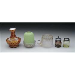 LOT OF FIVE VICTORIAN GLASS ITEMS