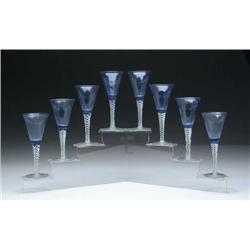 SET OF EIGHT AIR TWIST TALL GLASS GOBLETS