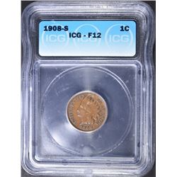1908-S INDIAN CENT ICG F-12