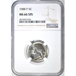 1988-P JEFFERSON NICKEL NGC MS 66 5FS
