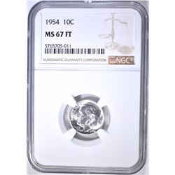 1954 ROOSEVELT DIME NGC MS-67 FT