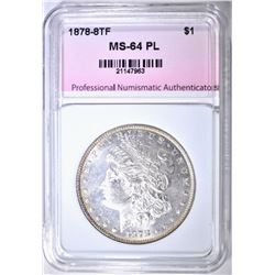 1878 8TF MORGAN DOLLAR, PNA CH/ GEM BU PL