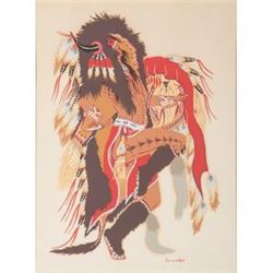 Woody Crumbo The Buffalo Dance  (Potawatomi, 1912-1989) Silkscreens on Paper Taos Prints