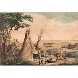 The Rolling Prairies, a framed hand-colored lithograph by H. Lewis
